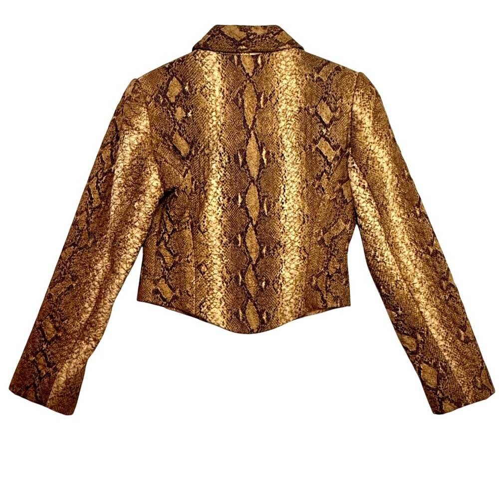 Carlisle Jacket Size 6 Cropped Snake Print Structured Quilted Blazer Y2K Vintage - Picture 4 of 13